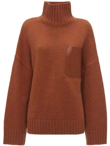 Leather patch pocket turtleneck brown - JW ANDERSON - BALAAN 1