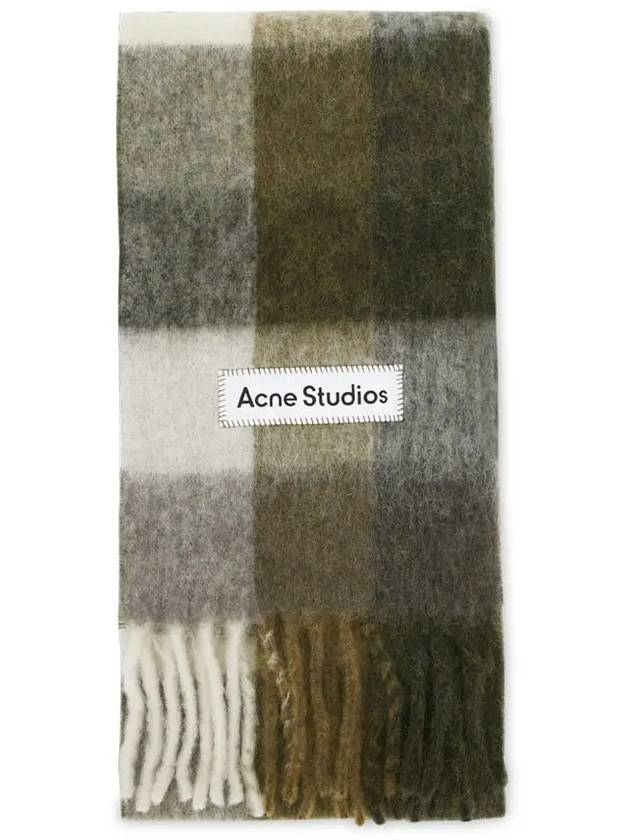 Acne Men's Mohair Check Taupe Green Black Muffler CA0084 DID - ACNE STUDIOS - BALAAN 1