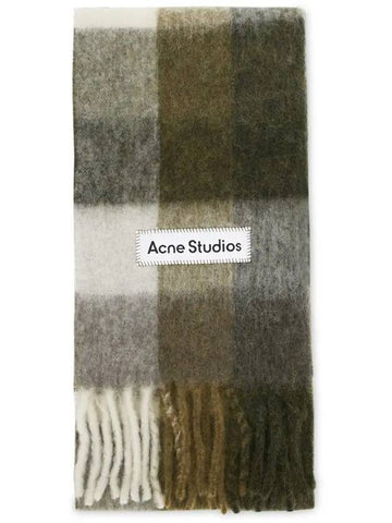 Acne Men's Mohair Check Taupe Green Black Muffler CA0084 DID - ACNE STUDIOS - BALAAN 1