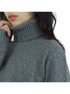 Embroidered Logo Cashmere Wool Turtleneck Grey - AMI - BALAAN 9