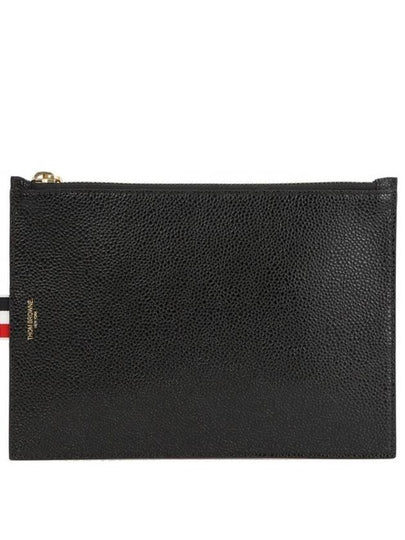 Three Stripes Tab Leather Clutch Bag Black - THOM BROWNE - BALAAN 2