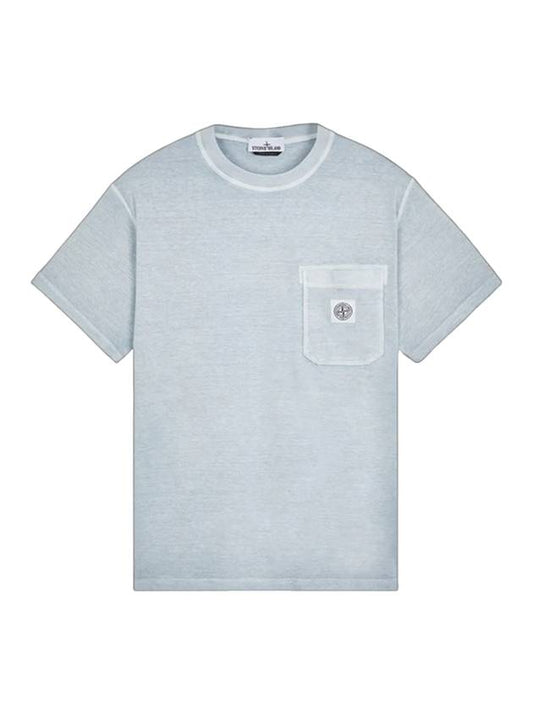 Fissato Treatment Organic Cotton Short Sleeve T-Shirt Blue - STONE ISLAND - BALAAN 1