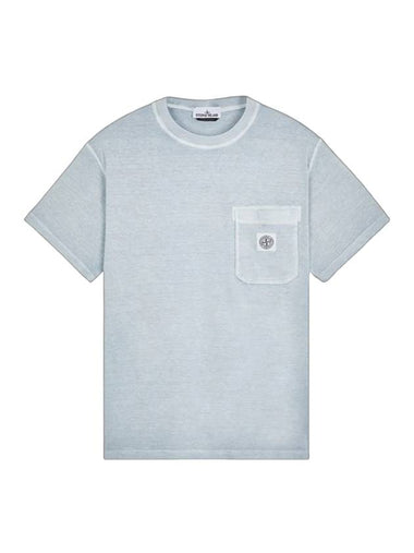 Fissato Treatment Organic Cotton Short Sleeve T-Shirt Blue - STONE ISLAND - BALAAN 1