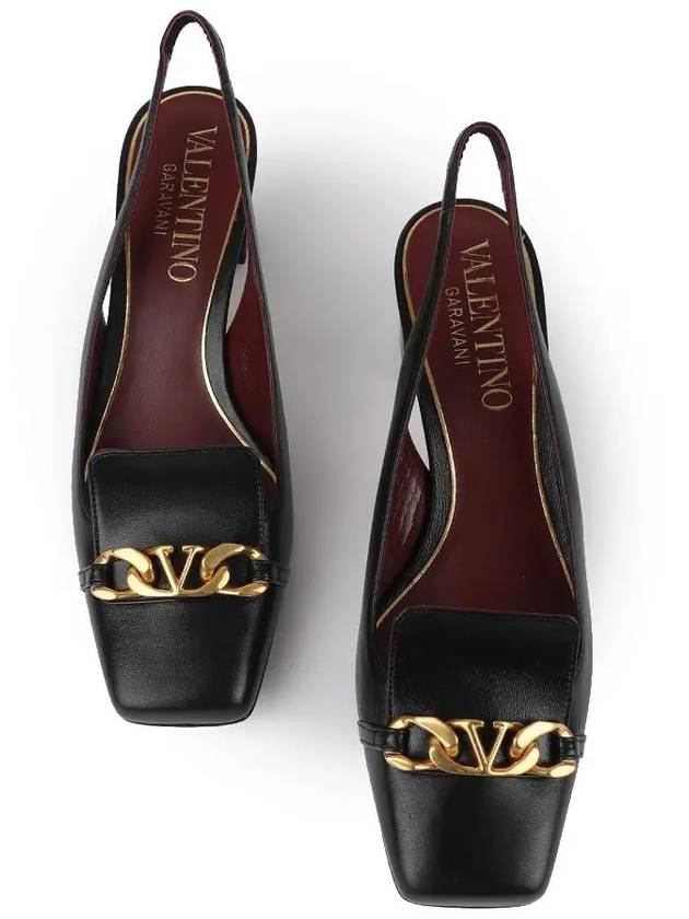 V Logo Chain Slingback Heels Black - VALENTINO - BALAAN 4