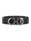 Gancini Reversible Adjustable Leather Belt Black Dark Brown - SALVATORE FERRAGAMO - BALAAN 2