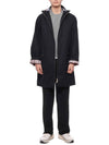 Waterproof Cotton Twill T-Dart Hooded Jacket Navy - THOM BROWNE - BALAAN 4