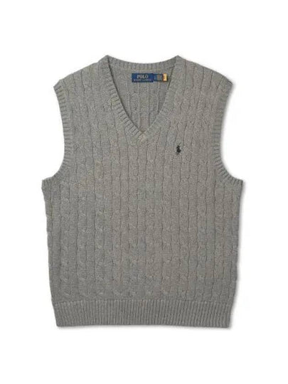 Cable knit cotton sweater vest gray - POLO RALPH LAUREN - BALAAN 2