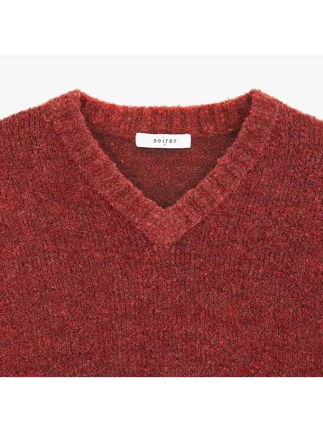 Boucle V-Neck Overfit Knit Top Red - NOIRER FOR WOMEN - BALAAN 5