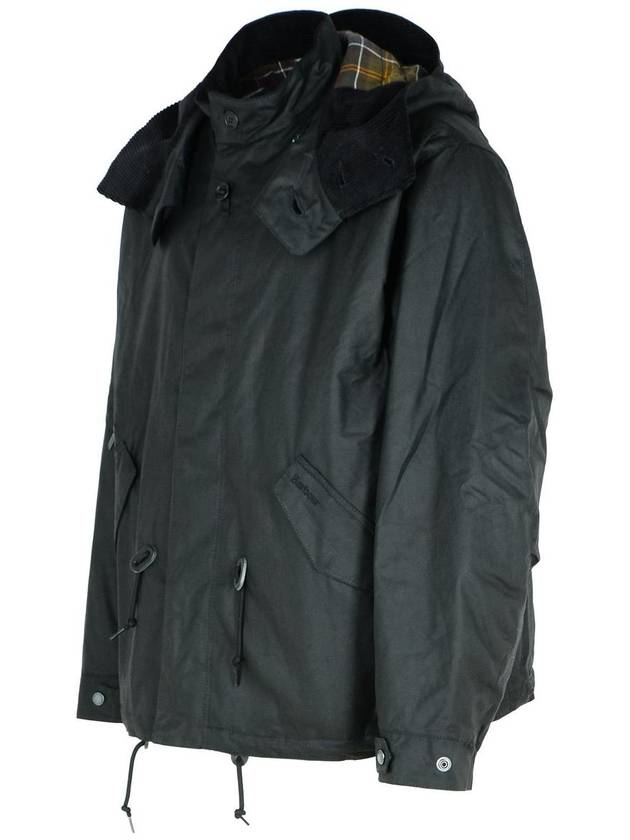 Barbour 'Short Wind' Black Waxed Cotton Parka - BARBOUR - BALAAN 2