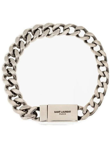 Men's Curb Chain Metal Bracelet Silver - SAINT LAURENT - BALAAN 1