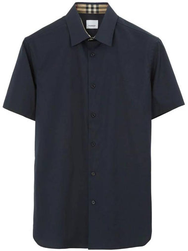 Embroidered Logo Long Sleeve Shirt Navy - BURBERRY - BALAAN 1