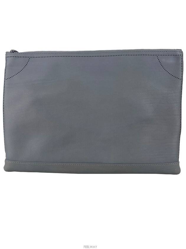 Logo Leather Clutch Bag Grey - BALENCIAGA - BALAAN 3