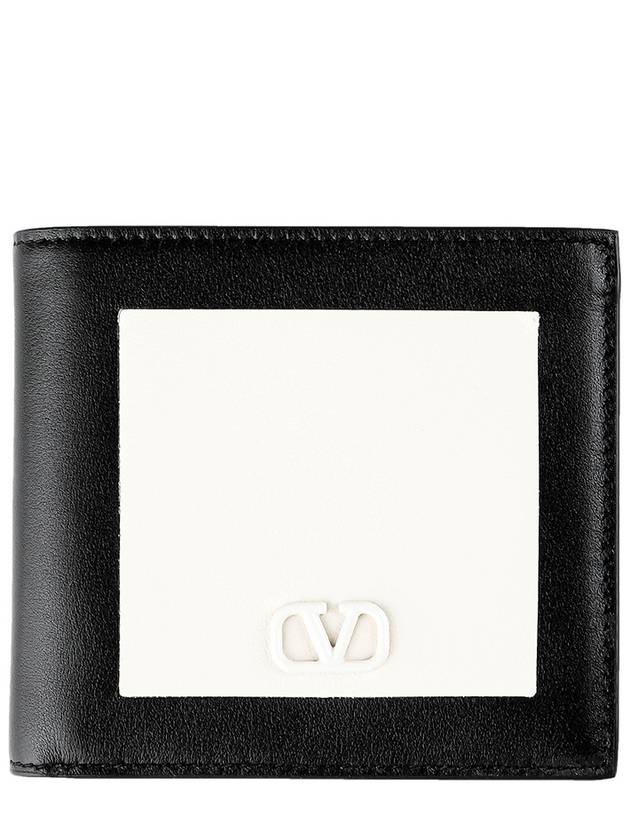 V Logo Signature Half Wallet Black Ivory - VALENTINO - BALAAN 2