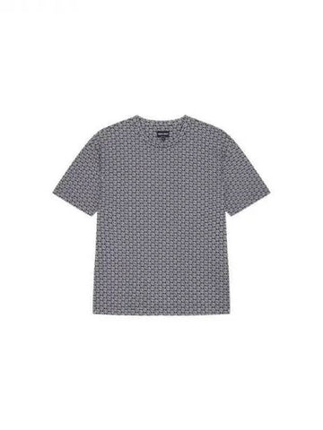 Men s Logo Pattern Cotton T Shirt Navy 271513 - GIORGIO ARMANI - BALAAN 1