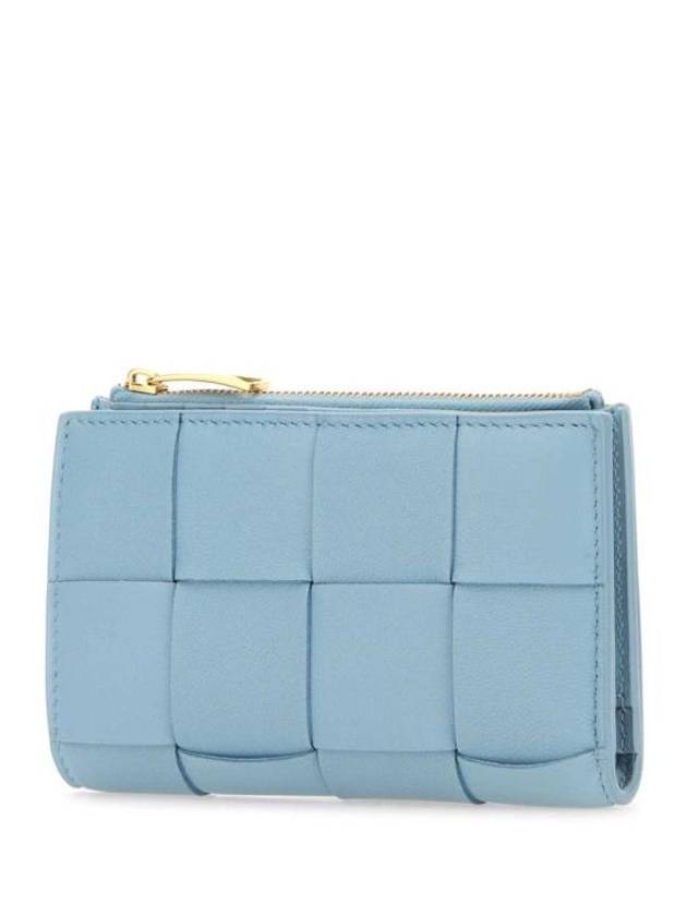 Intrecciato Flap Zipper Medium Half Wallet Light Blue - BOTTEGA VENETA - BALAAN 3