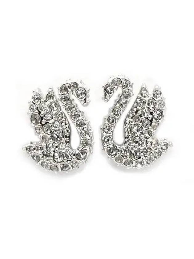 Iconic Swan Stud Earrings Silver - SWAROVSKI - BALAAN 2