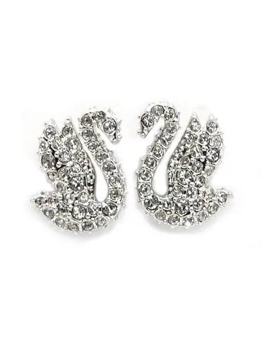 Iconic Swan Stud Earrings Silver - SWAROVSKI - BALAAN 2