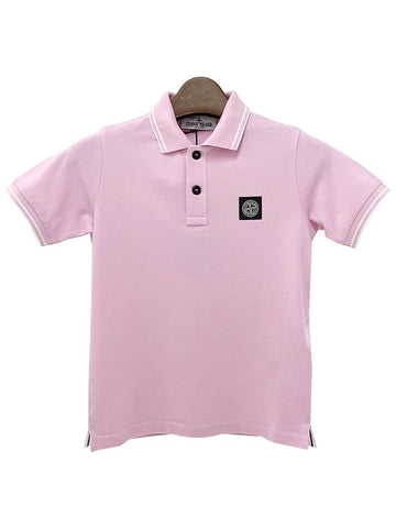 Kids Logo Patch Polo Short Sleeve T Shirt 6 8 Pink 801621348 V0080 - STONE ISLAND - BALAAN 1