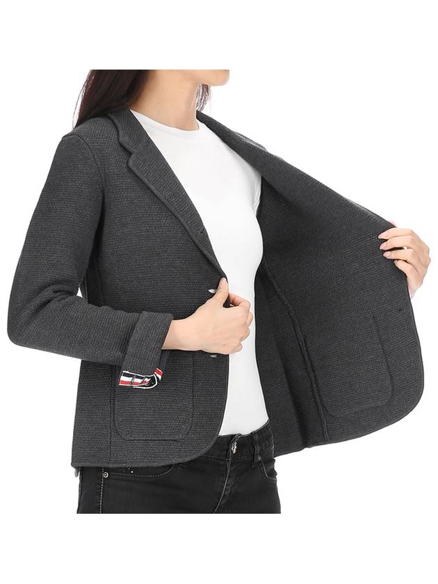 Women's Fine Merino Wool Link Jacket Dark Gray - THOM BROWNE - BALAAN.