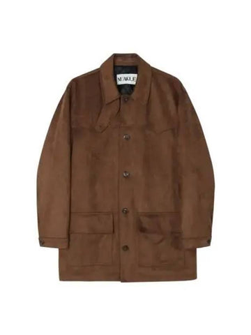 suede chore jacket women brown - NUAKLE - BALAAN 1