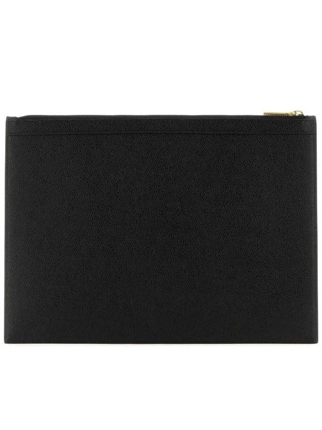 diagonal striped leather clutch bag black - THOM BROWNE - BALAAN 4