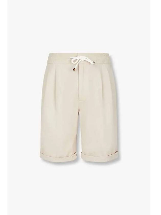 Men s braided string roll up shorts beige - BRUNELLO CUCINELLI - BALAAN 1