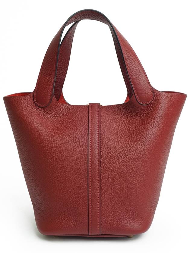 Picotin Lock 18 Clemence Tote Bag Rouge - HERMES - BALAAN 4