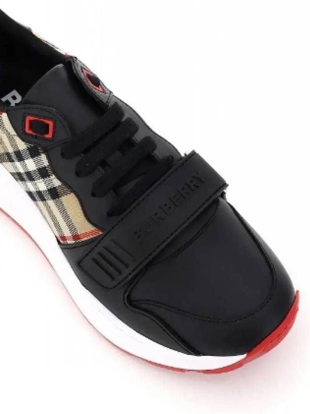 Vintage Check Leather Low Top Sneakers Black - BURBERRY - BALAAN 5