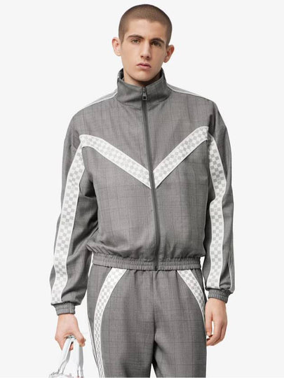 L LV Men s Tailored Damier Leather Track Blouson Jacket Gray - LOUIS VUITTON - BALAAN 2