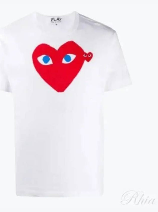 Men s Heart Short Sleeve T Shirt Top P1T086 WHITE 101165 - COMME DES GARCONS - BALAAN 1