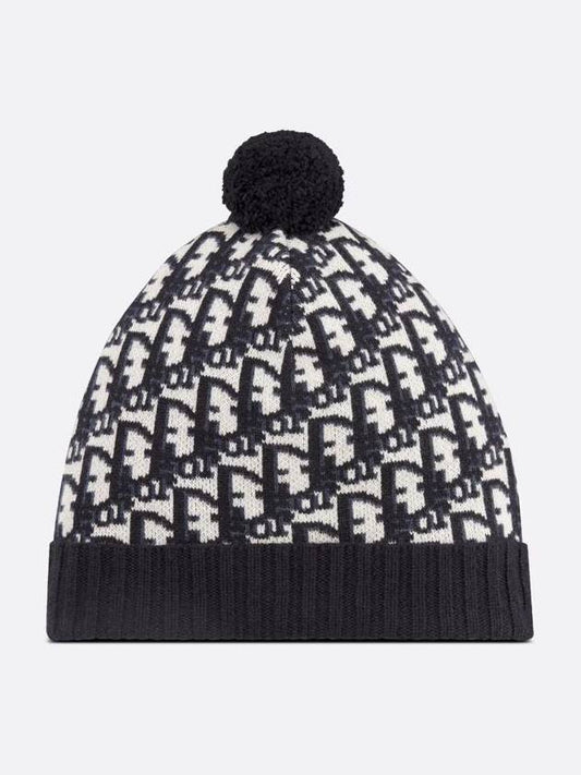 oblique pom pom beanie navy - DIOR - BALAAN 2