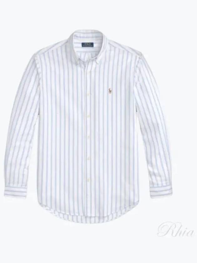 Embroidered Pony Logo Striped Long Sleeve Shirt Light Blue - POLO RALPH LAUREN - BALAAN 2