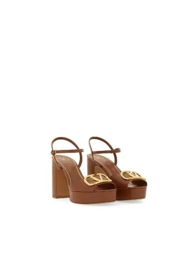 V Logo Signature Sandal Heels Brown - VALENTINO - BALAAN 3