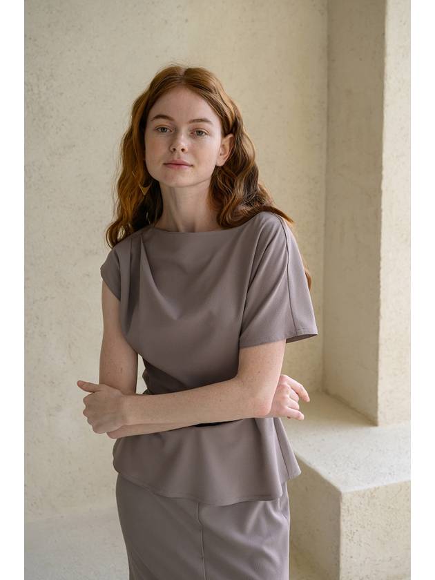 Caisienne unbalanced drape blouse_taupe gray - CAHIERS - BALAAN 9