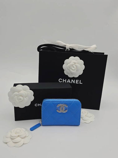 Caviar zipper card wallet season blue silver AP3830 - CHANEL - BALAAN 1