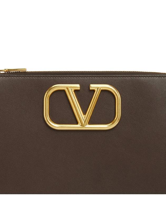 V Logo Signature Clutch Bag Brown - VALENTINO - BALAAN 8