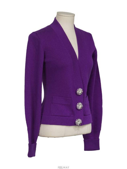 Cashmere crystal button cardigan purple 36 74242 - CHANEL - BALAAN 2