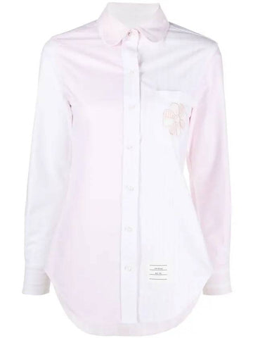 Funmix Flower Pocket Logo Oxford Shirt Pink - THOM BROWNE - BALAAN 1