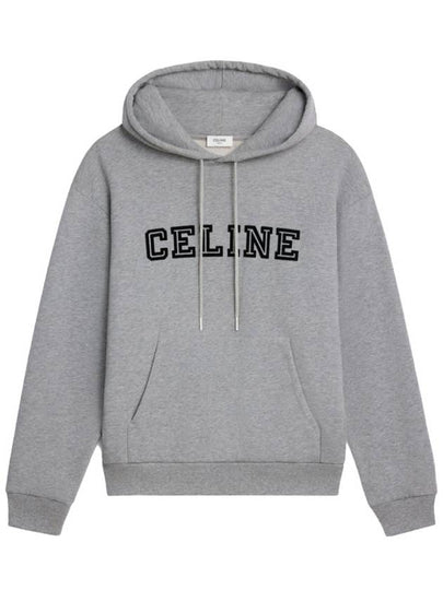 Logo Loose Cotton Fleece Hoodie Grey - CELINE - BALAAN 2