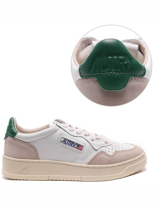 Medalist Suede Green Tab Low Top Sneakers White Beige - AUTRY - BALAAN 2