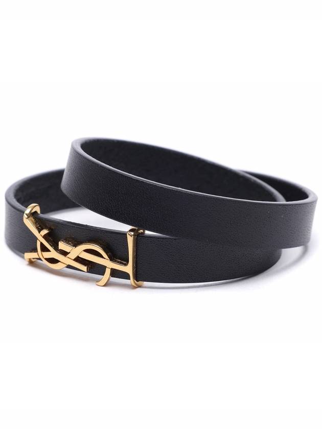 Monogram Double Wrap Bracelet Black - SAINT LAURENT - BALAAN 4