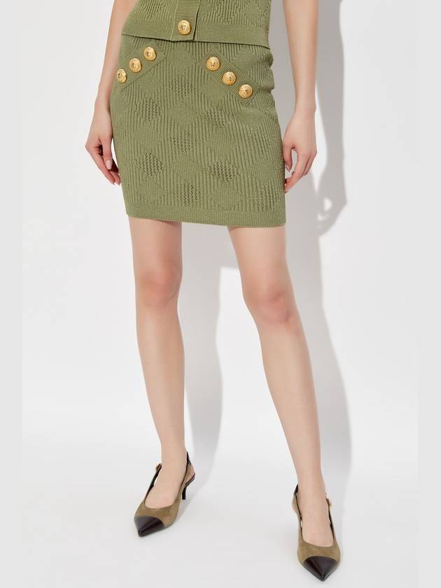 Balmain Skirt With Decorative Buttons, Women's, Green - BALMAIN - BALAAN 3