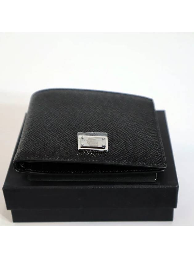 Logo Plaque Calf Leather Half Wallet Black - DOLCE&GABBANA - BALAAN 5