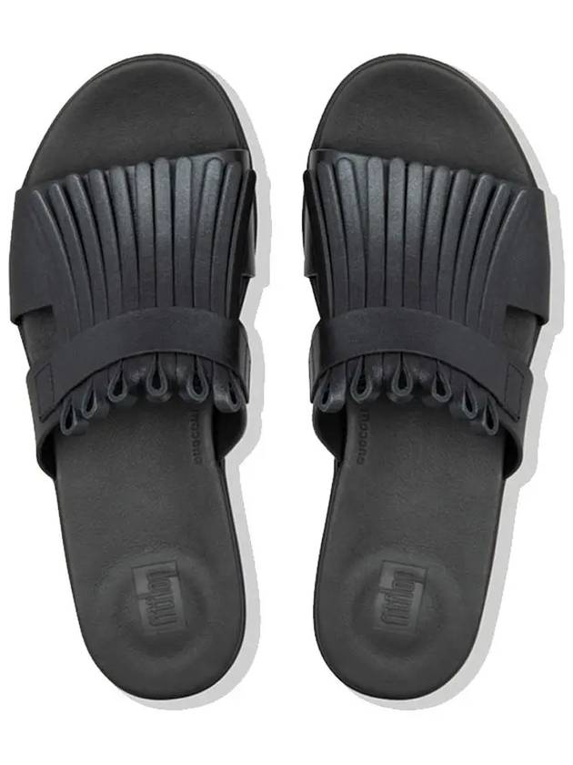 Anniversary H Fringe Slides All Black Leather Women - FITFLOP - BALAAN 2