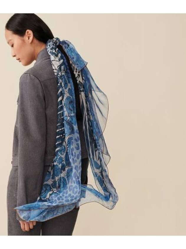 Jungle Love Stamped 140 Scarf Blue - HERMES - BALAAN 3