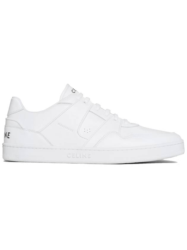 Men's Lace Up Calfskin Low-Top Sneakers Optic White - CELINE - BALAAN 3