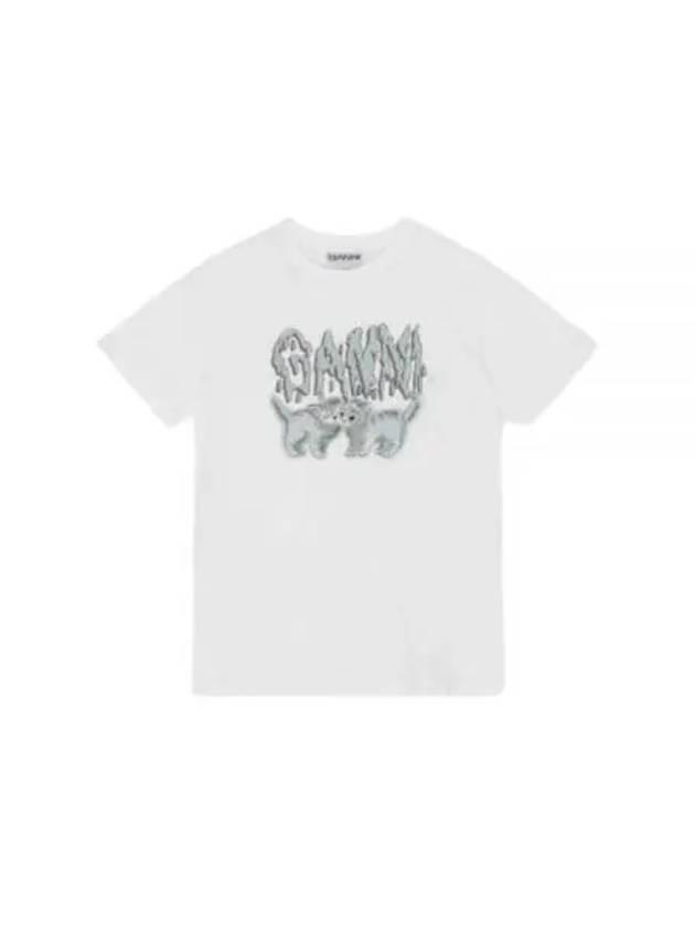 Logo Print Short Sleeve T-Shirt White - GANNI - BALAAN 2