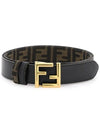 FF Fabric Reversible Leather Belt Black - FENDI - BALAAN 4