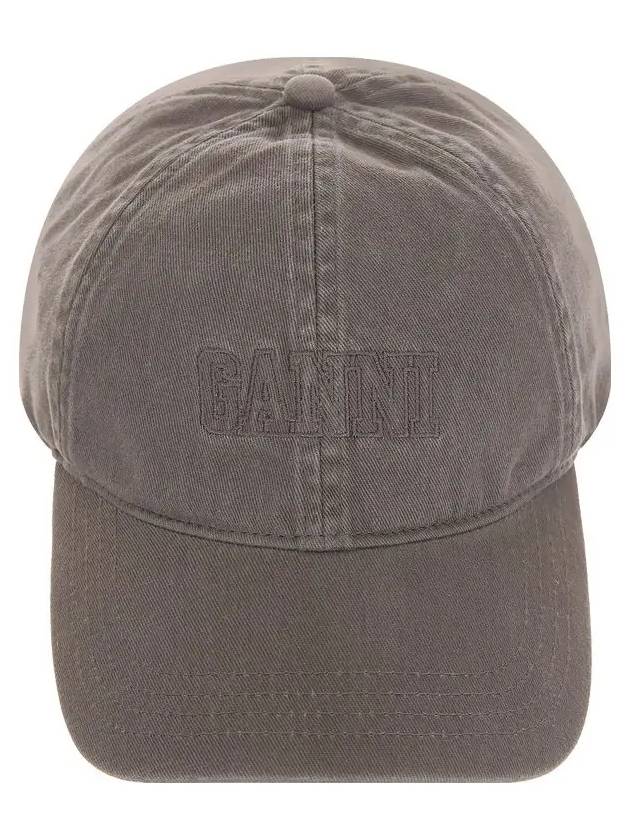 Embroidered Logo Ball Cap Grey - GANNI - BALAAN 3