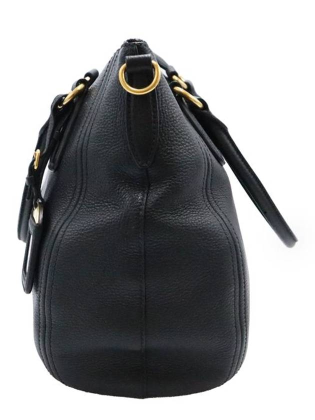 Women s leather shoulder bag black Prada 1BC032 Vitello Phoenix gold lettering logo 2WAY - PRADA - BALAAN 5